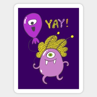 Pink One-eye Monster with Balloon Sticker